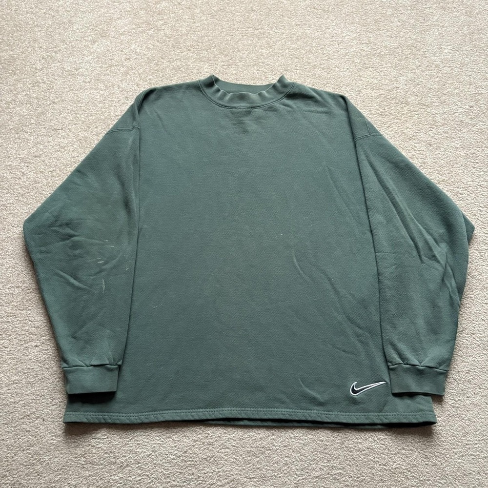 Vtg Nike Sweatshirt Mens XL Green Made In USA Swoosh Crewneck Pullover 90s‎